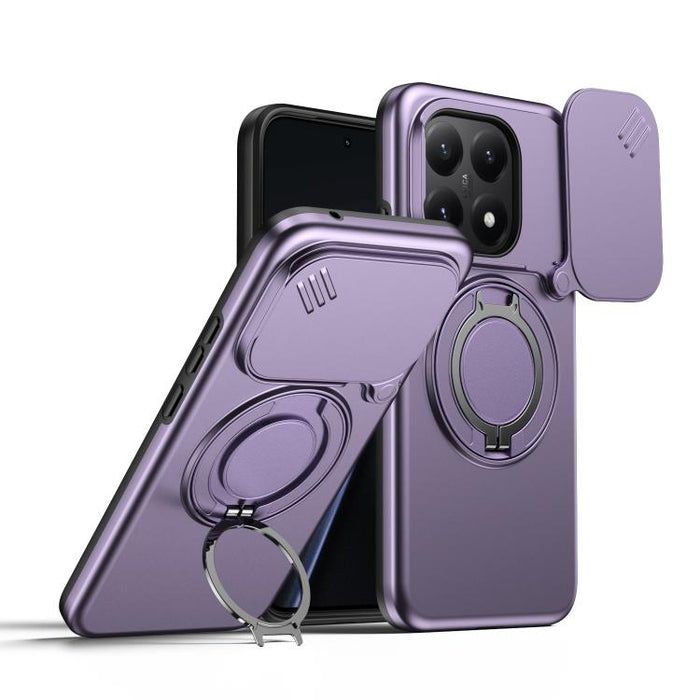 Funda para teléfono con soporte giratorio magnético y protector deslizante para cámara, For Xiaomi 15T Pro 5G, For Xiaomi 15T 5G