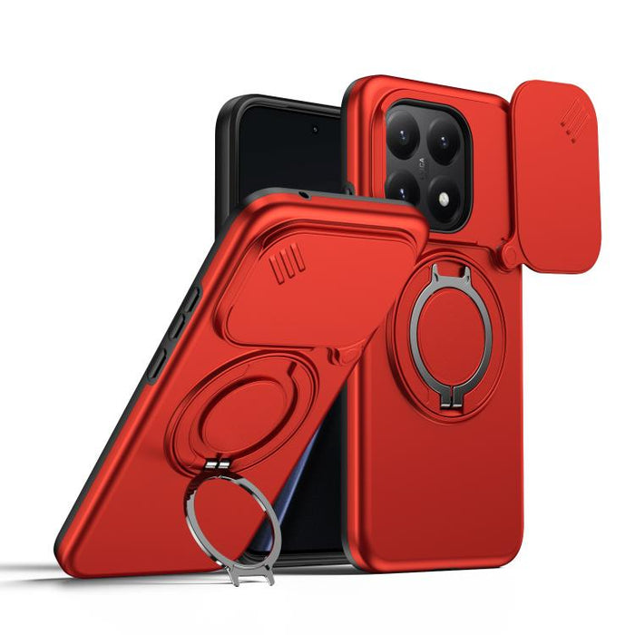 Funda para teléfono con soporte giratorio magnético y protector deslizante para cámara, For Xiaomi 15T Pro 5G, For Xiaomi 15T 5G