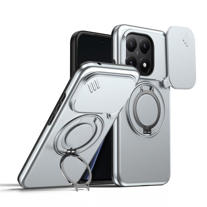 Funda para teléfono con soporte giratorio magnético y protector deslizante para cámara, For Xiaomi 15T Pro 5G, For Xiaomi 15T 5G