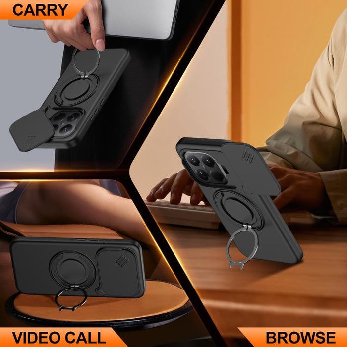 Funda para teléfono con soporte giratorio magnético y protector deslizante para cámara, For Xiaomi 15T Pro 5G, For Xiaomi 15T 5G