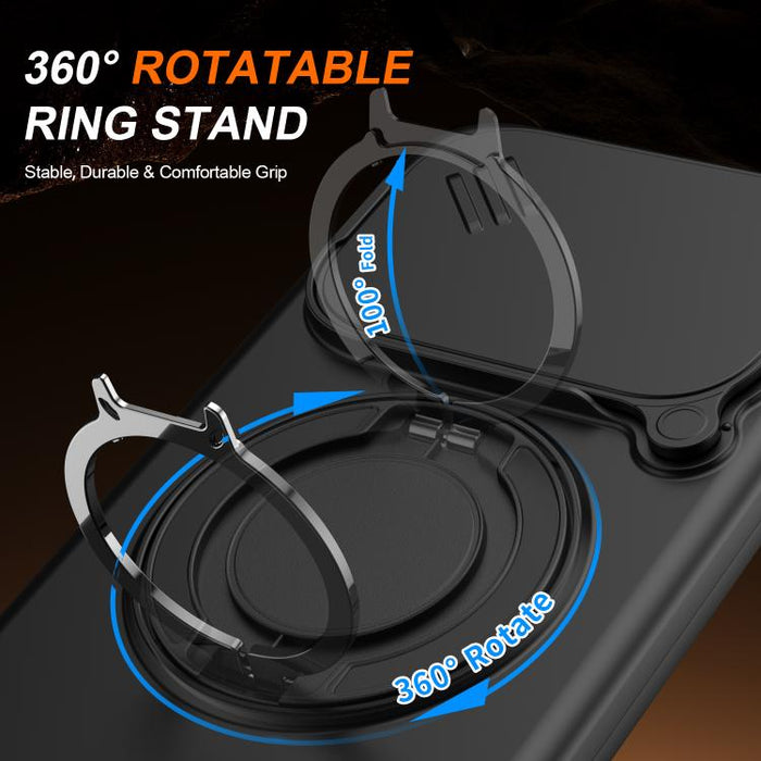 Funda para teléfono con soporte giratorio magnético y protector deslizante para cámara, For Xiaomi 15T Pro 5G, For Xiaomi 15T 5G
