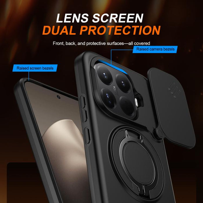 Funda para teléfono con soporte giratorio magnético y protector deslizante para cámara, For Xiaomi 15T Pro 5G, For Xiaomi 15T 5G