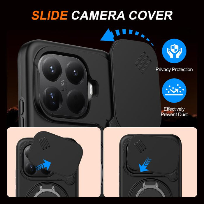 Funda para teléfono con soporte giratorio magnético y protector deslizante para cámara, For Xiaomi 15T Pro 5G, For Xiaomi 15T 5G