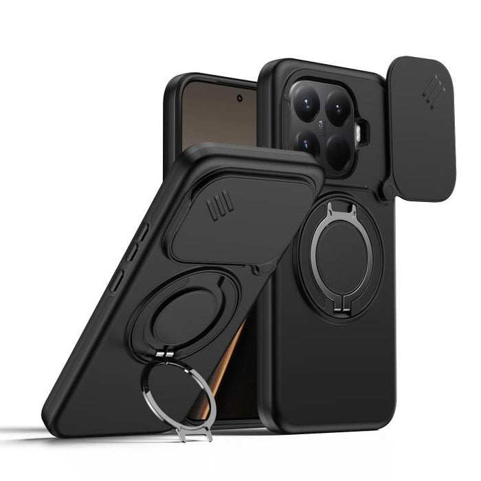 Funda para teléfono con soporte giratorio magnético y protector deslizante para cámara, For Xiaomi 15T Pro 5G, For Xiaomi 15T 5G