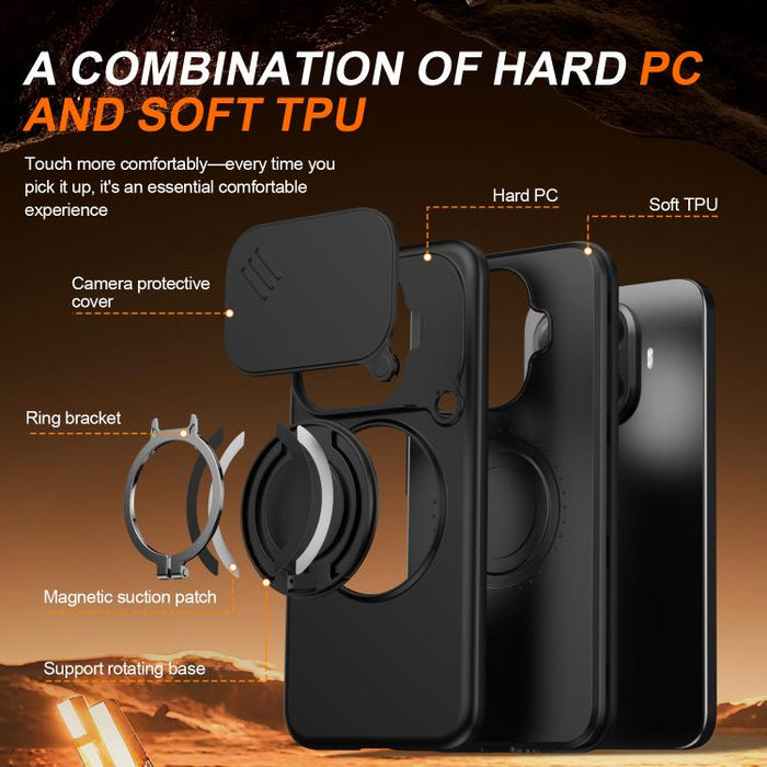 Funda para teléfono con soporte giratorio magnético y protector deslizante para cámara, For Xiaomi 15T Pro 5G, For Xiaomi 15T 5G