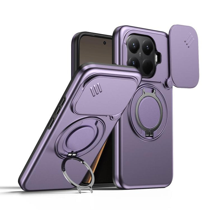 Funda para teléfono con soporte giratorio magnético y protector deslizante para cámara, For Xiaomi 15T Pro 5G, For Xiaomi 15T 5G