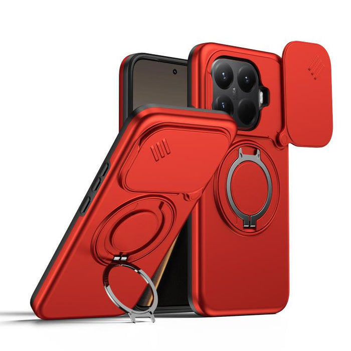 Funda para teléfono con soporte giratorio magnético y protector deslizante para cámara, For Xiaomi 15T Pro 5G, For Xiaomi 15T 5G