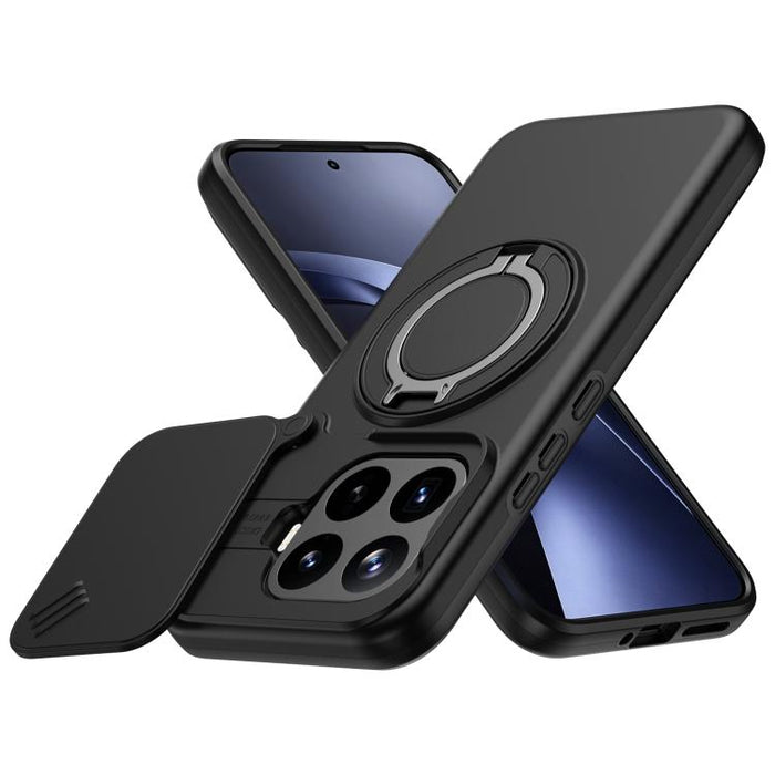 Funda para teléfono con soporte giratorio magnético y protector deslizante para cámara, For Xiaomi 15T Pro 5G, For Xiaomi 15T 5G