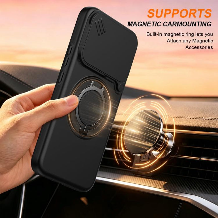 Funda para teléfono con soporte giratorio magnético y protector deslizante para cámara, For Xiaomi 15T Pro 5G, For Xiaomi 15T 5G