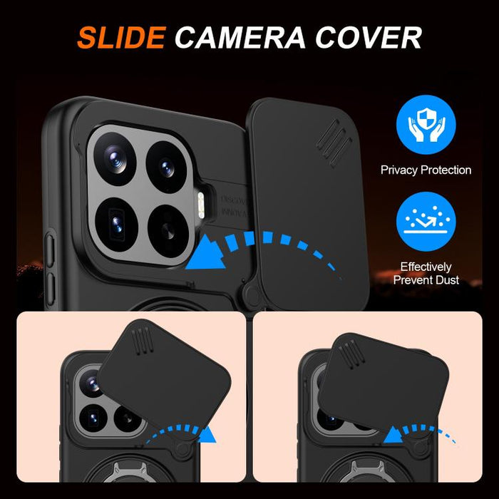 Funda para teléfono con soporte giratorio magnético y protector deslizante para cámara, For Xiaomi 15T Pro 5G, For Xiaomi 15T 5G