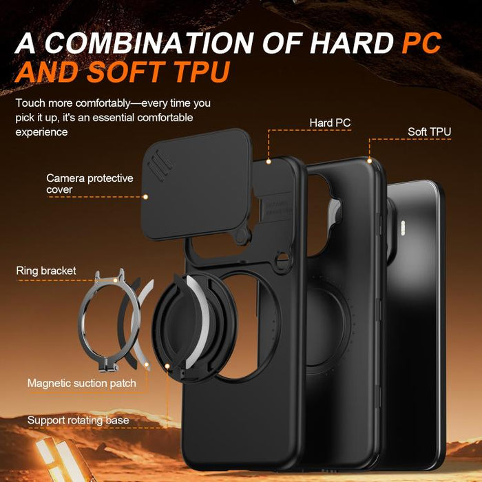 Funda para teléfono con soporte giratorio magnético y protector deslizante para cámara, For Xiaomi 15T Pro 5G, For Xiaomi 15T 5G