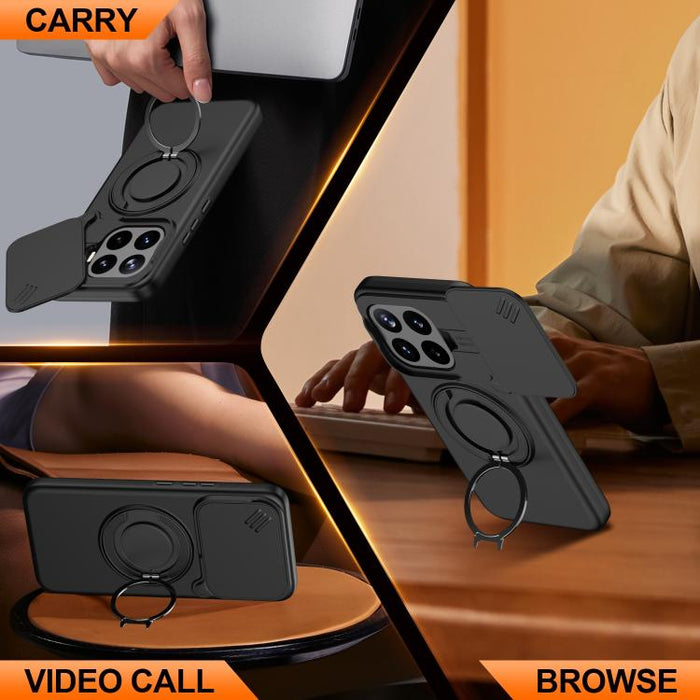 Funda para teléfono con soporte giratorio magnético y protector deslizante para cámara, For Xiaomi 15T Pro 5G, For Xiaomi 15T 5G