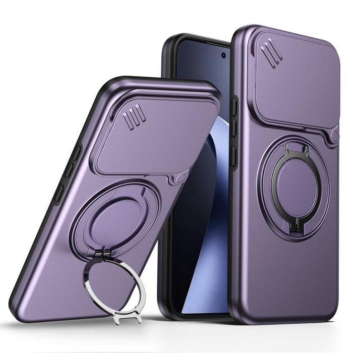 Funda para teléfono con soporte giratorio magnético y protector deslizante para cámara, For Xiaomi 15T Pro 5G, For Xiaomi 15T 5G
