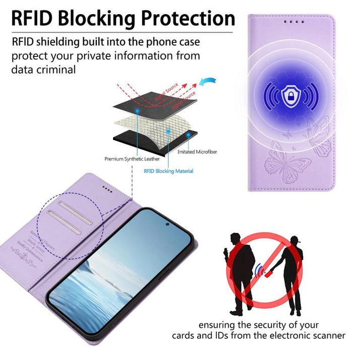 Funda para teléfono de cuero vegano con fuerte imán doble en forma de mariposa y protección RFID, For iPhone 8 Plus / 7 Plus