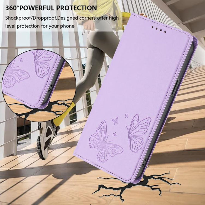 Funda para teléfono de cuero vegano con fuerte imán doble en forma de mariposa y protección RFID, For iPhone 8 Plus / 7 Plus