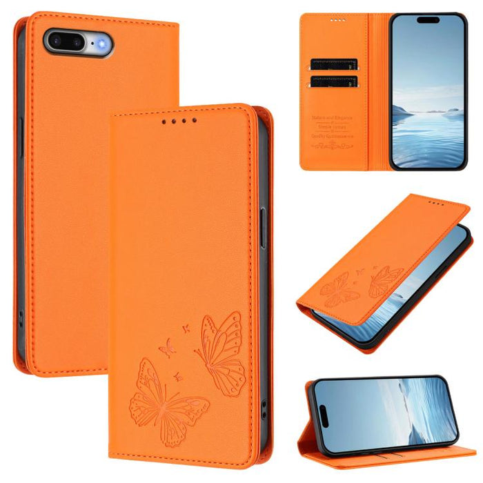 Funda para teléfono de cuero vegano con fuerte imán doble en forma de mariposa y protección RFID, For iPhone 8 Plus / 7 Plus