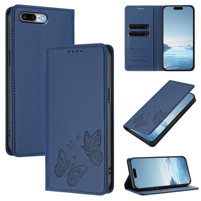 Funda para teléfono de cuero vegano con fuerte imán doble en forma de mariposa y protección RFID, For iPhone 8 Plus / 7 Plus