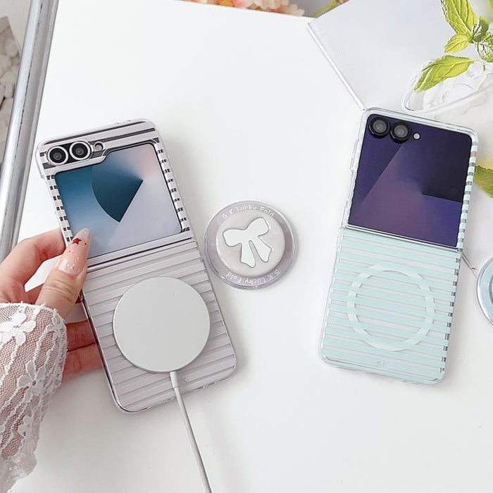 Funda magnética para teléfono de policarbonato con rayas mate, For  Xiaomi Mix Flip 2, For Xiaomi Mix Flip