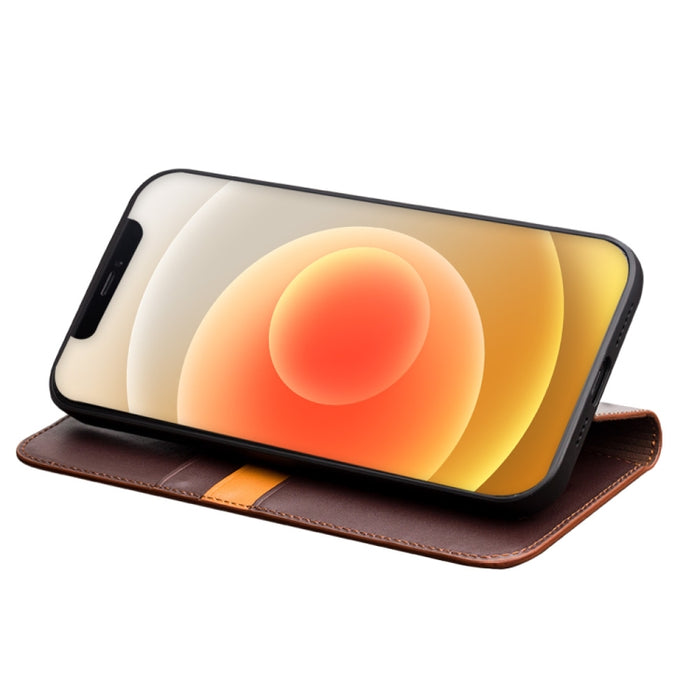 QIALINO Estuche de cuero con tapa horizontal comercial con soporte y ranuras para tarjetas y billetera, For iPhone 12 mini, For iPhone 12 / 12 Pro, For iPhone 12 Pro Max