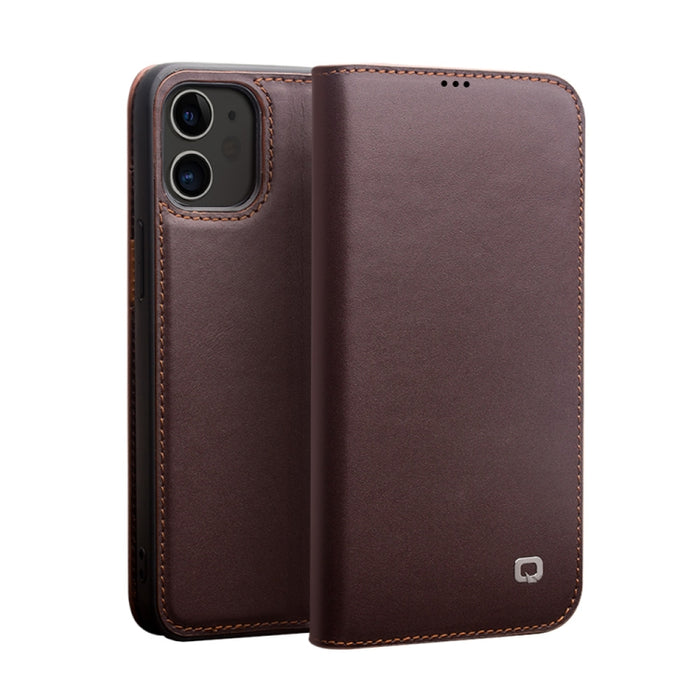 QIALINO Estuche de cuero con tapa horizontal comercial con soporte y ranuras para tarjetas y billetera, For iPhone 12 mini, For iPhone 12 / 12 Pro, For iPhone 12 Pro Max