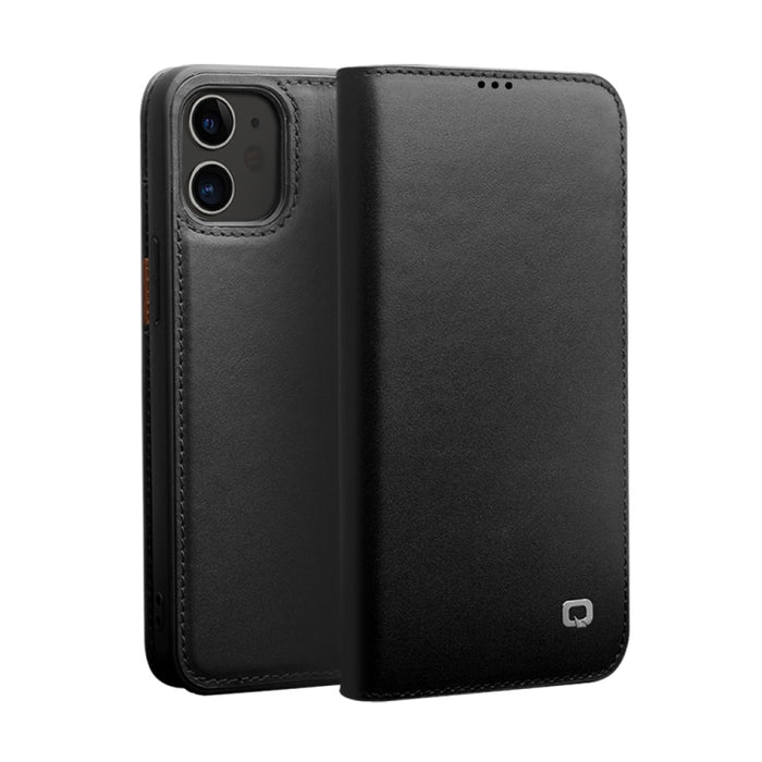 QIALINO Estuche de cuero con tapa horizontal comercial con soporte y ranuras para tarjetas y billetera, For iPhone 12 mini, For iPhone 12 / 12 Pro, For iPhone 12 Pro Max