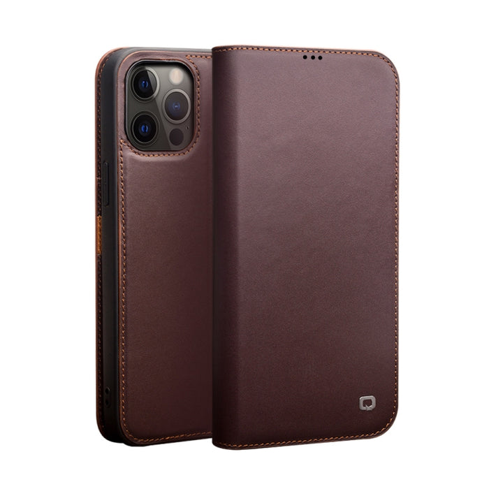 QIALINO Estuche de cuero con tapa horizontal comercial con soporte y ranuras para tarjetas y billetera, For iPhone 12 mini, For iPhone 12 / 12 Pro, For iPhone 12 Pro Max