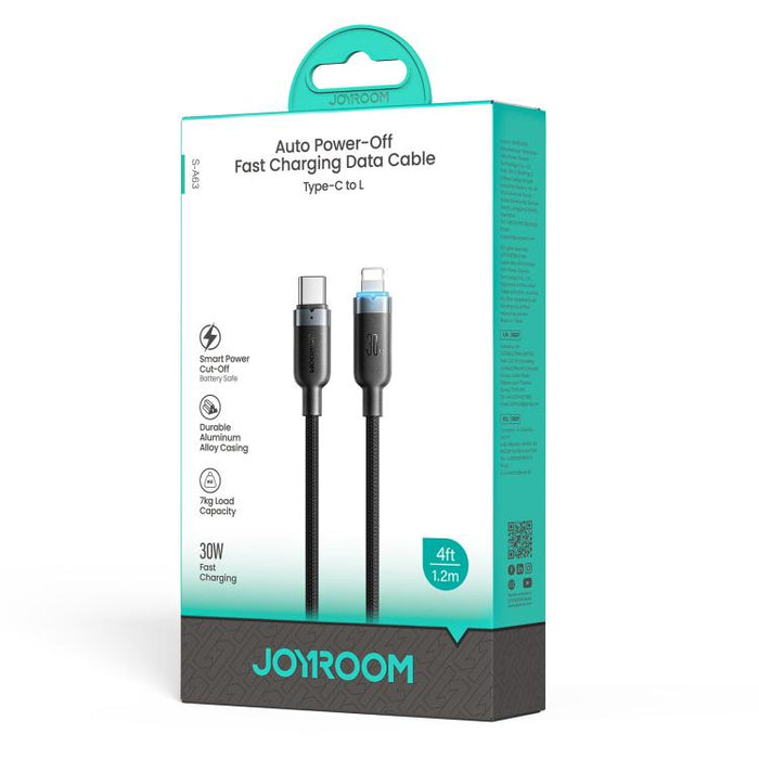 Cable de datos de carga rápida con apagado automático y 1,2 m y 30 W de la serie StarWay de JOYROOM S-A63, Type-C to 8 Pin