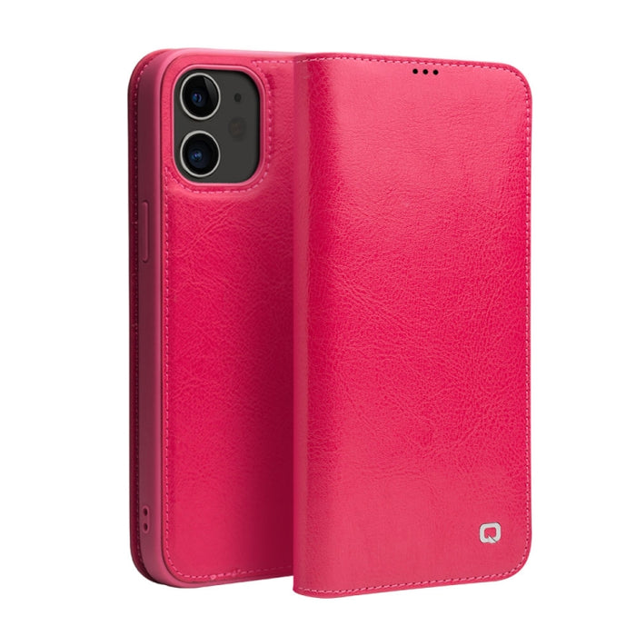 QIALINO Estuche de cuero con tapa horizontal con soporte y ranuras para tarjetas y billetera, For iPhone 12 mini, For iPhone 12 / 12 Pro