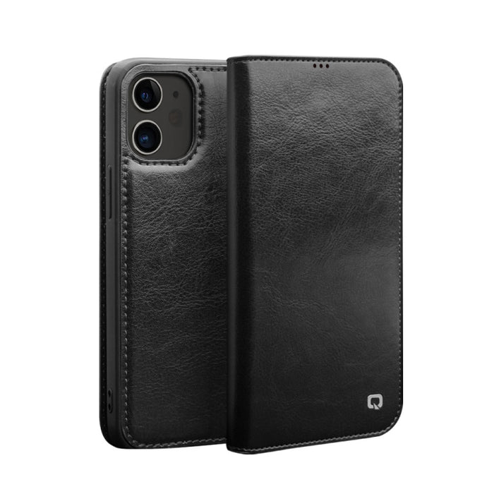 QIALINO Estuche de cuero con tapa horizontal con soporte y ranuras para tarjetas y billetera, For iPhone 12 mini, For iPhone 12 / 12 Pro