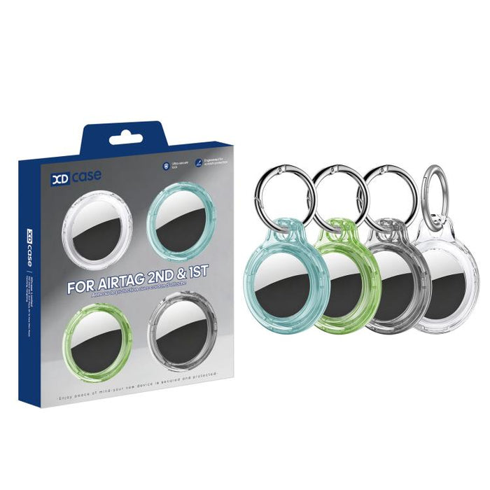 XDcase 4 fundas protectoras rígidas translúcidas de PC con llavero, 4PCS (Transparent Black Green Blue), 4PCS (Transparent Blue Green Red Pink)