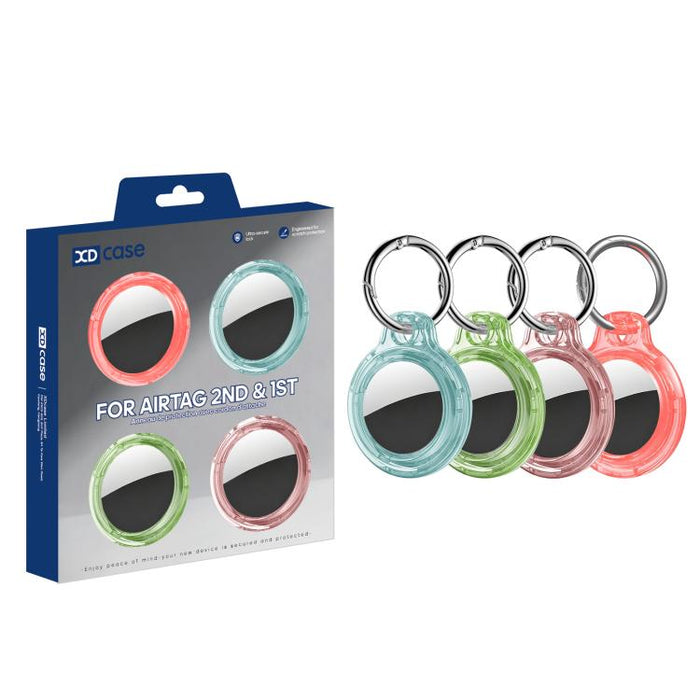 XDcase 4 fundas protectoras rígidas translúcidas de PC con llavero, 4PCS (Transparent Black Green Blue), 4PCS (Transparent Blue Green Red Pink)