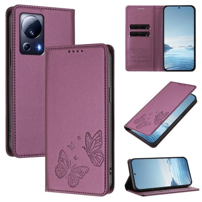 Funda para teléfono de cuero vegano con fuerte imán doble en forma de mariposa y protección RFID, For Xiaomi Poco X6 Pro, For Xiaomi 14 Ultra, For Xiaomi 14 Pro, For Xiaomi 14, For Xiaomi 13T / 13T Pro / Redmi K60 Ultra, For Xiaomi 13 Ultra            ...
