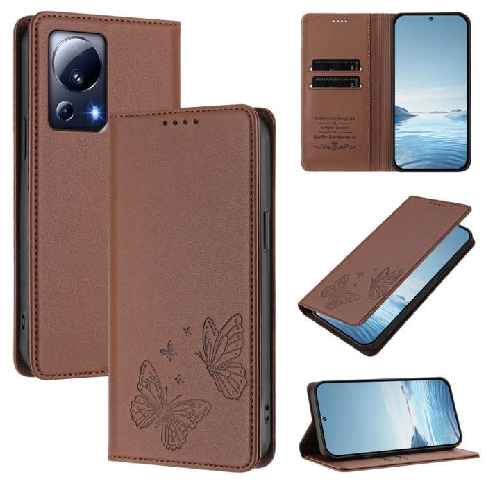 Funda para teléfono de cuero vegano con fuerte imán doble en forma de mariposa y protección RFID, For Xiaomi Poco X6 Pro, For Xiaomi 14 Ultra, For Xiaomi 14 Pro, For Xiaomi 14, For Xiaomi 13T / 13T Pro / Redmi K60 Ultra, For Xiaomi 13 Ultra            ...