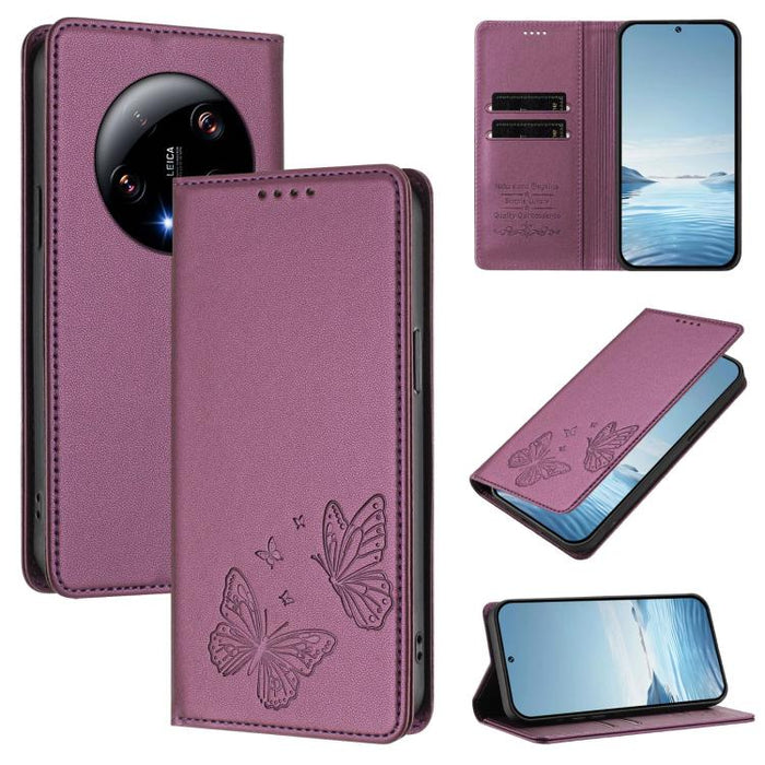 Funda para teléfono de cuero vegano con fuerte imán doble en forma de mariposa y protección RFID, For Xiaomi Poco X6 Pro, For Xiaomi 14 Ultra, For Xiaomi 14 Pro, For Xiaomi 14, For Xiaomi 13T / 13T Pro / Redmi K60 Ultra, For Xiaomi 13 Ultra            ...