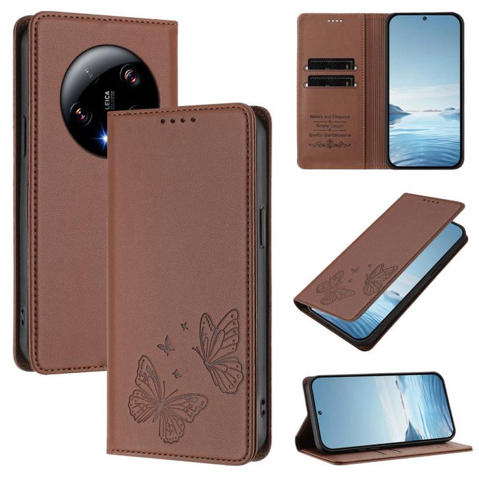 Funda para teléfono de cuero vegano con fuerte imán doble en forma de mariposa y protección RFID, For Xiaomi Poco X6 Pro, For Xiaomi 14 Ultra, For Xiaomi 14 Pro, For Xiaomi 14, For Xiaomi 13T / 13T Pro / Redmi K60 Ultra, For Xiaomi 13 Ultra            ...