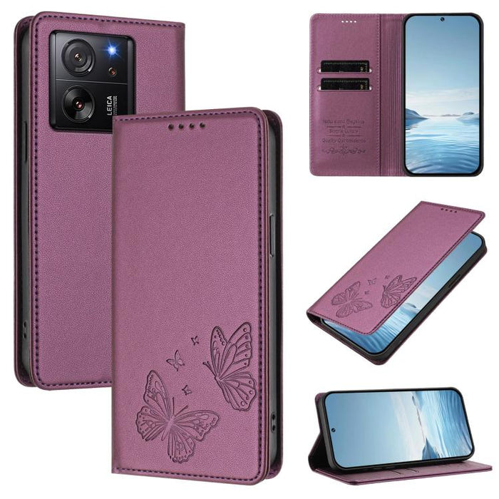 Funda para teléfono de cuero vegano con fuerte imán doble en forma de mariposa y protección RFID, For Xiaomi Poco X6 Pro, For Xiaomi 14 Ultra, For Xiaomi 14 Pro, For Xiaomi 14, For Xiaomi 13T / 13T Pro / Redmi K60 Ultra, For Xiaomi 13 Ultra            ...