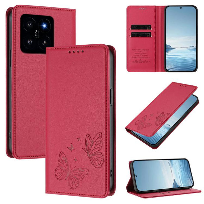 Funda para teléfono de cuero vegano con fuerte imán doble en forma de mariposa y protección RFID, For Xiaomi Poco X6 Pro, For Xiaomi 14 Ultra, For Xiaomi 14 Pro, For Xiaomi 14, For Xiaomi 13T / 13T Pro / Redmi K60 Ultra, For Xiaomi 13 Ultra            ...