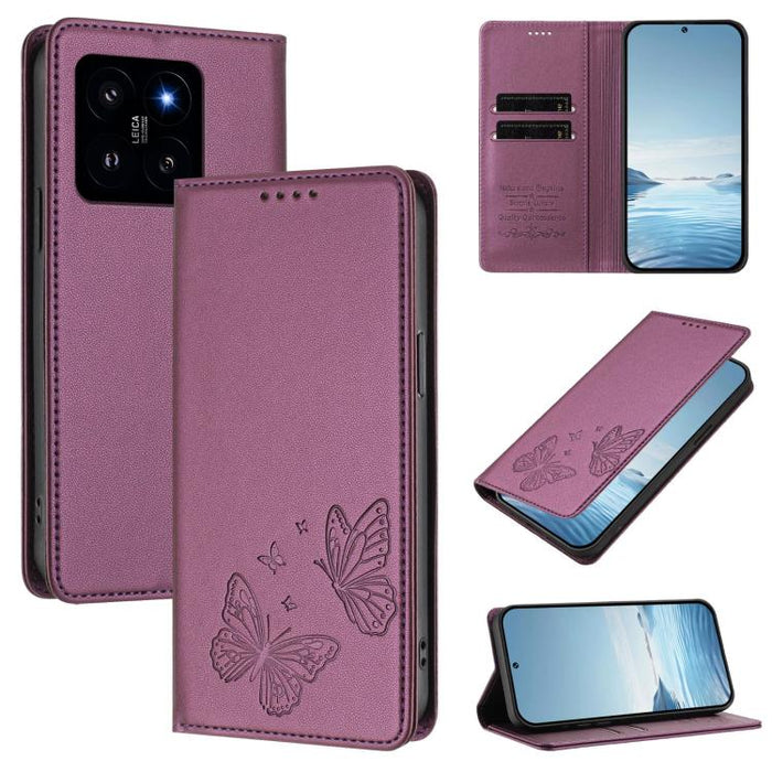 Funda para teléfono de cuero vegano con fuerte imán doble en forma de mariposa y protección RFID, For Xiaomi Poco X6 Pro, For Xiaomi 14 Ultra, For Xiaomi 14 Pro, For Xiaomi 14, For Xiaomi 13T / 13T Pro / Redmi K60 Ultra, For Xiaomi 13 Ultra            ...