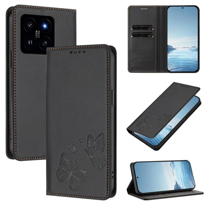 Funda para teléfono de cuero vegano con fuerte imán doble en forma de mariposa y protección RFID, For Xiaomi Poco X6 Pro, For Xiaomi 14 Ultra, For Xiaomi 14 Pro, For Xiaomi 14, For Xiaomi 13T / 13T Pro / Redmi K60 Ultra, For Xiaomi 13 Ultra            ...