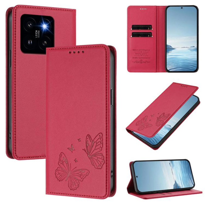 Funda para teléfono de cuero vegano con fuerte imán doble en forma de mariposa y protección RFID, For Xiaomi Poco X6 Pro, For Xiaomi 14 Ultra, For Xiaomi 14 Pro, For Xiaomi 14, For Xiaomi 13T / 13T Pro / Redmi K60 Ultra, For Xiaomi 13 Ultra            ...