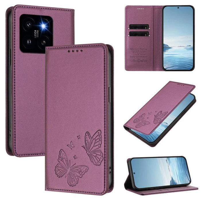 Funda para teléfono de cuero vegano con fuerte imán doble en forma de mariposa y protección RFID, For Xiaomi Poco X6 Pro, For Xiaomi 14 Ultra, For Xiaomi 14 Pro, For Xiaomi 14, For Xiaomi 13T / 13T Pro / Redmi K60 Ultra, For Xiaomi 13 Ultra            ...
