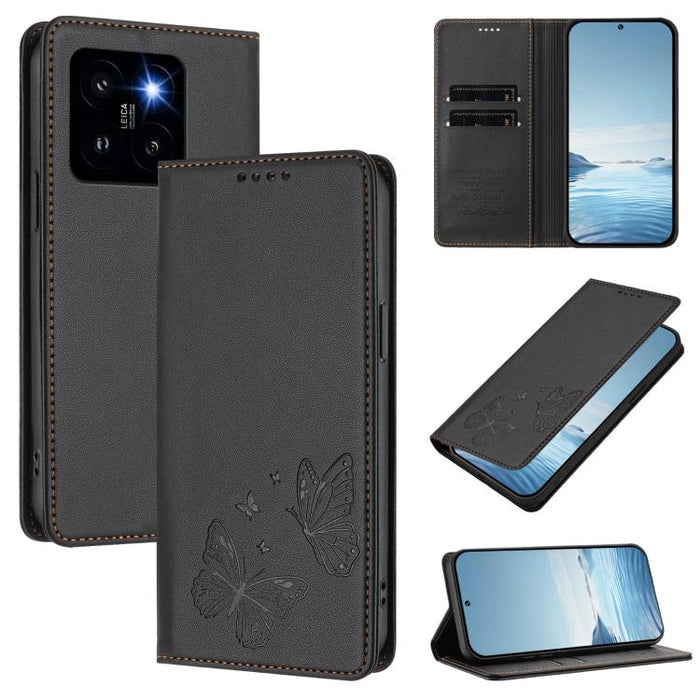 Funda para teléfono de cuero vegano con fuerte imán doble en forma de mariposa y protección RFID, For Xiaomi Poco X6 Pro, For Xiaomi 14 Ultra, For Xiaomi 14 Pro, For Xiaomi 14, For Xiaomi 13T / 13T Pro / Redmi K60 Ultra, For Xiaomi 13 Ultra            ...