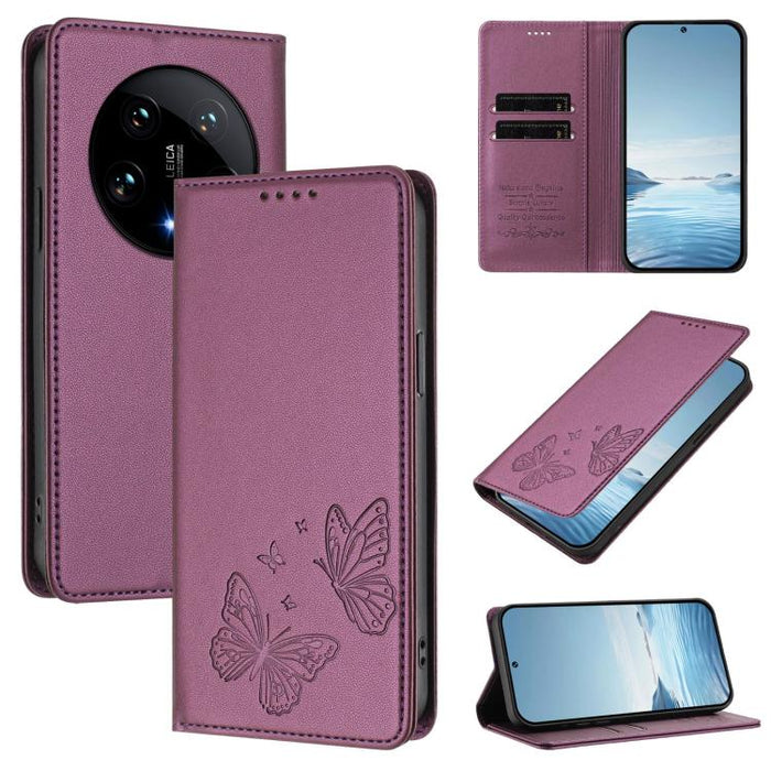 Funda para teléfono de cuero vegano con fuerte imán doble en forma de mariposa y protección RFID, For Xiaomi Poco X6 Pro, For Xiaomi 14 Ultra, For Xiaomi 14 Pro, For Xiaomi 14, For Xiaomi 13T / 13T Pro / Redmi K60 Ultra, For Xiaomi 13 Ultra            ...
