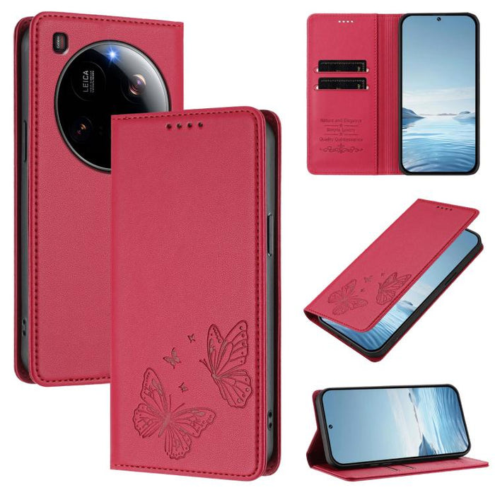 Funda para teléfono de cuero vegano con fuerte imán doble en forma de mariposa y protección RFID, For Xiaomi Poco X7 Pro 5G, For Xiaomi Poco M7 Pro 5G / Redmi Note 14 5G, For Xiaomi 15 Pro, For Xiaomi 15, For Xiaomi 14T Pro, For Xiaomi 14T             ...