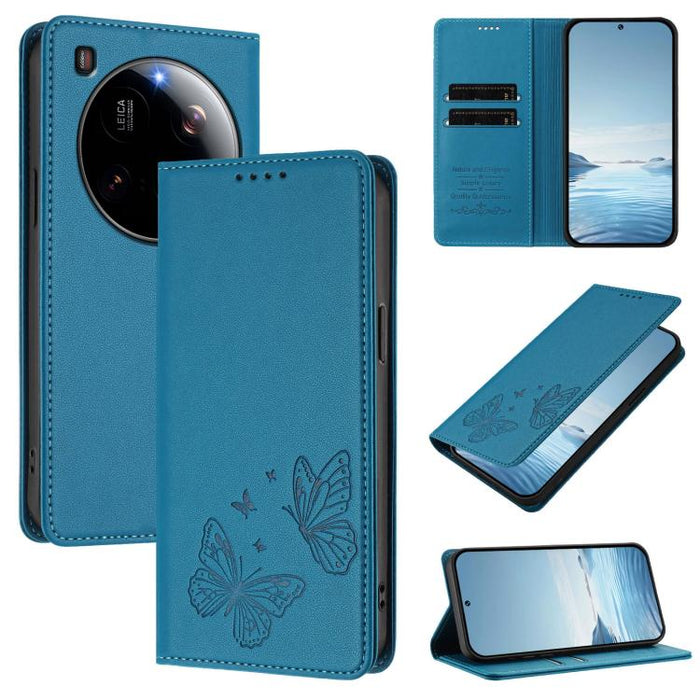 Funda para teléfono de cuero vegano con fuerte imán doble en forma de mariposa y protección RFID, For Xiaomi Poco X7 Pro 5G, For Xiaomi Poco M7 Pro 5G / Redmi Note 14 5G, For Xiaomi 15 Pro, For Xiaomi 15, For Xiaomi 14T Pro, For Xiaomi 14T             ...