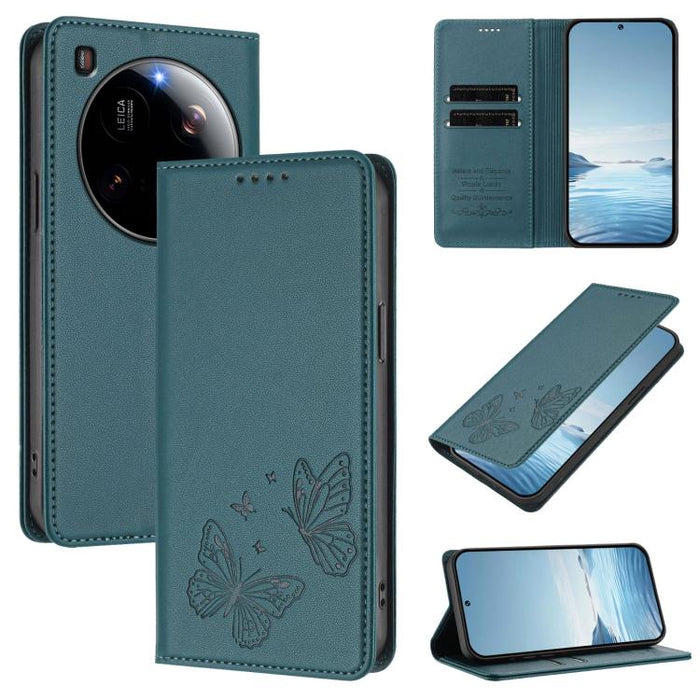 Funda para teléfono de cuero vegano con fuerte imán doble en forma de mariposa y protección RFID, For Xiaomi Poco X7 Pro 5G, For Xiaomi Poco M7 Pro 5G / Redmi Note 14 5G, For Xiaomi 15 Pro, For Xiaomi 15, For Xiaomi 14T Pro, For Xiaomi 14T             ...