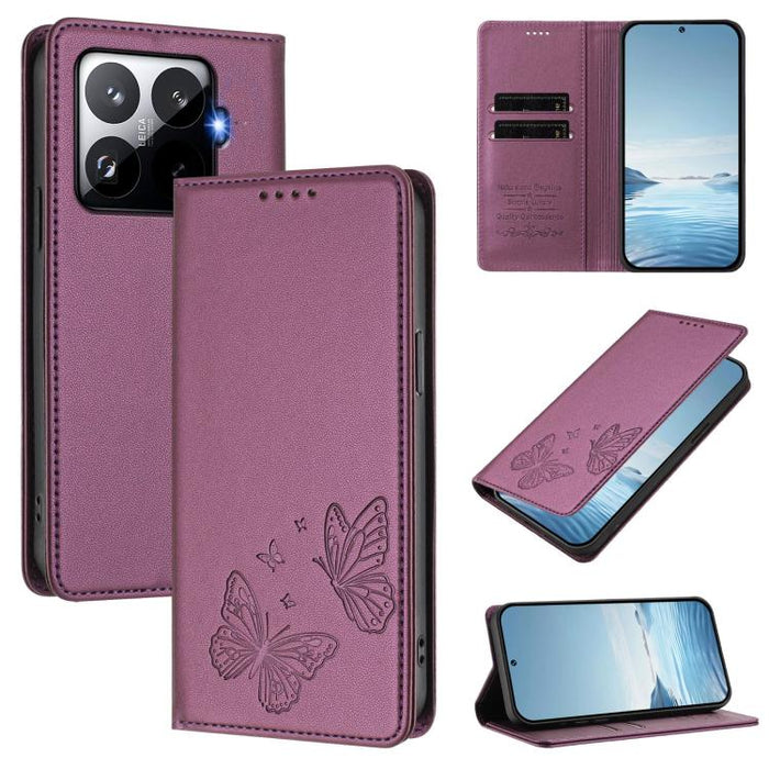 Funda para teléfono de cuero vegano con fuerte imán doble en forma de mariposa y protección RFID, For Xiaomi 15T Pro 5G, For Xiaomi 15T 5G, For Xiaomi 15S Pro, For Xiaomi Poco F7 / Redmi Turbo 4 Pro, For Xiaomi Poco F7 Ultra / Redmi K80 Pro            ...