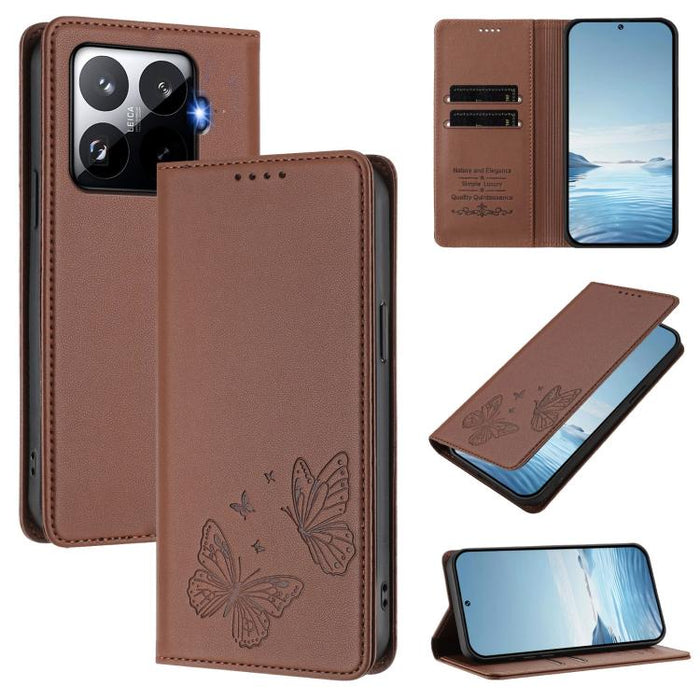Funda para teléfono de cuero vegano con fuerte imán doble en forma de mariposa y protección RFID, For Xiaomi 15T Pro 5G, For Xiaomi 15T 5G, For Xiaomi 15S Pro, For Xiaomi Poco F7 / Redmi Turbo 4 Pro, For Xiaomi Poco F7 Ultra / Redmi K80 Pro            ...