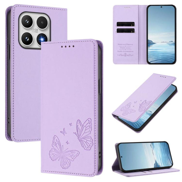 Funda para teléfono de cuero vegano con fuerte imán doble en forma de mariposa y protección RFID, For Xiaomi Poco X8 Pro 5G / Redmi Turbo 5 5G, For Xiaomi 17 Ultra, For Xiaomi Poco F8 Ultra 5G / Redmi K90 Pro Max, For Xiaomi Poco F8 Pro 5G / Redmi K90 ...