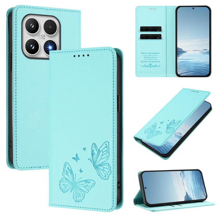 Funda para teléfono de cuero vegano con fuerte imán doble en forma de mariposa y protección RFID, For Xiaomi Poco X8 Pro 5G / Redmi Turbo 5 5G, For Xiaomi 17 Ultra, For Xiaomi Poco F8 Ultra 5G / Redmi K90 Pro Max, For Xiaomi Poco F8 Pro 5G / Redmi K90 ...